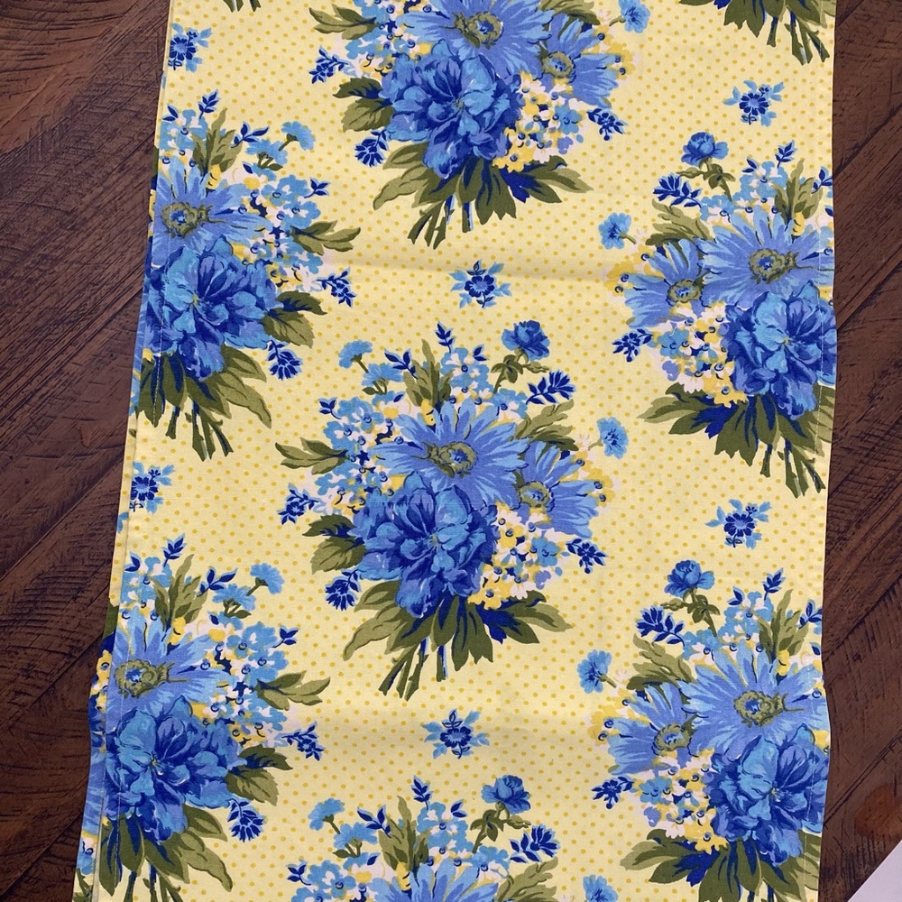 April Cornell Yellow and Blue Floral Table Runner